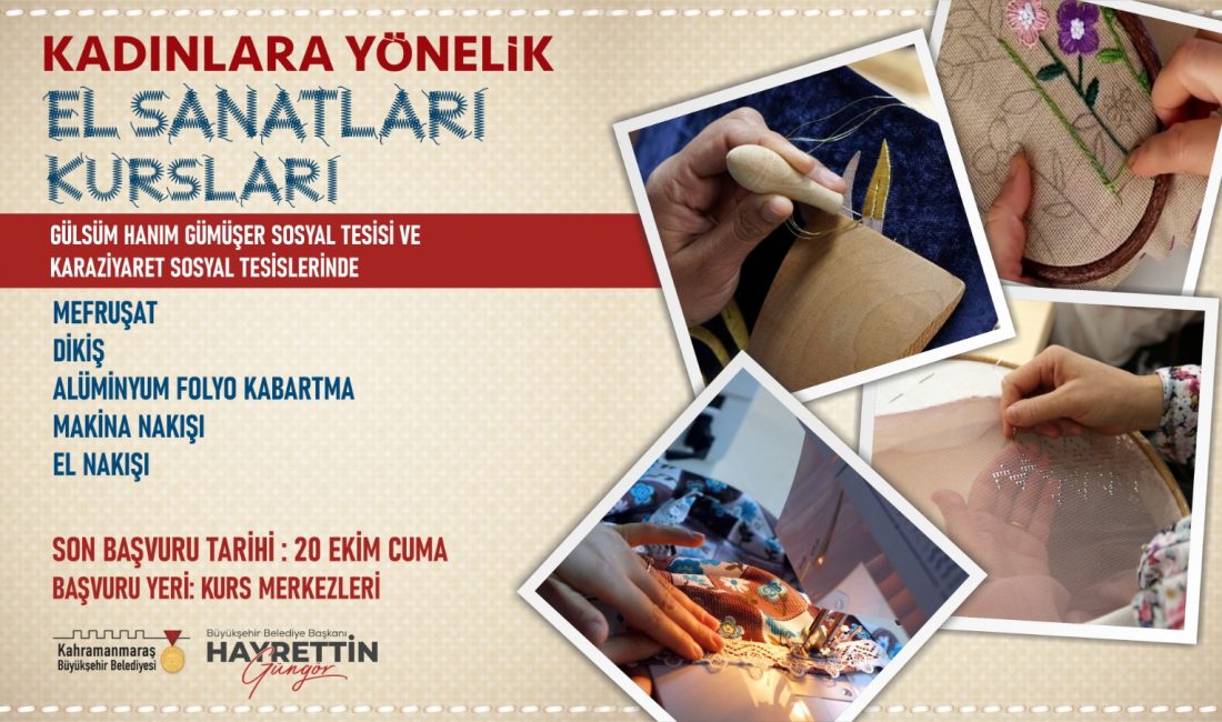 BÜYÜKŞEHİRİN KADINLARA YÖNELİK EL SANATLARI KURSUNDA KAYITLAR BAŞLADI! Büyükşehir Belediyesinin ‘Kadınlara Yönelik El Sanatları Kursları’nda yeni dönem kayıtları