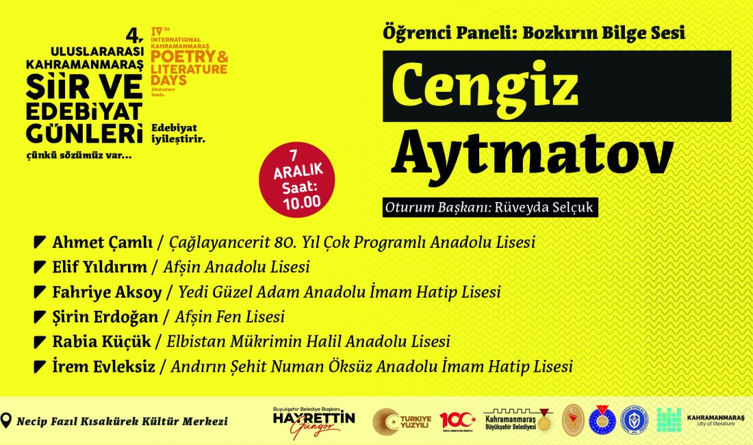 Büyükşehir Belediyesinin organizesinde düzenlenen 4. Uluslararası Kahramanmaraş Şiir ve Edebiyat