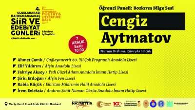 Büyükşehir Belediyesinin organizesinde düzenlenen 4. Uluslararası Kahramanmaraş Şiir ve Edebiyat