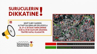 Büyükşehir Belediyesi, Dulkadiroğlu ilçesinde bulunan Şehit İlbey Caddesi’nin 26, 27