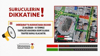 Büyükşehir Belediyesi, Onikişubat’ta Kuddusi Baba Bulvarı’nın 25 Haziran – 14
